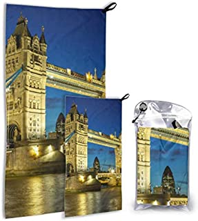 XINLU London Panoram Tower Bridge 2 Pack Microfiber Beach Table Accessories Pool Towels for Kids Set Fast Drying Best for Gym Travel Backpacking Yoga Fitnes