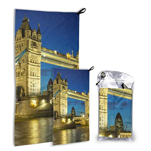 XINLU London Panoram Tower Bridge 2 Pack Microfiber Beach Table Accessories Pool Towels for Kids Set Fast Drying Best for Gym Travel Backpacking Yoga Fitnes