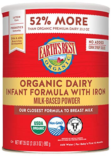 Earth's Best Organic Dairy Infant Powder Formula with Iron, Omega-3 DHA and Omega-6 ARA, 35 Ounce