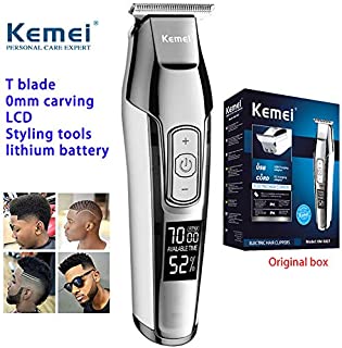 KEMEI Men's LCD Display Baldheaded Hair Clipper Professional Beard Hair Trimmer Tools Wireless Electric Haircut Cutter Machine Rechargeable Edger,Cordless and USB Rechargeable