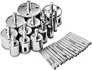 30Pcs Diamond Drill Bits Glass Hole Saw Drill Bit Set Cutting Remover Tools for Glass Porcelain Tile Ceramic Marble Granite Bottles DIY(6mm-50mm)