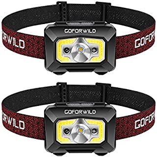 GOFORWILD Rechargeable Headlamp, COB Enhanced Headlamp, 500 Lumens Ultra Bright Cree LED Rechargeable Flashlight, Red Light and Motion Sensor, Waterproof, for Camping, Hiking, Outdoors (2 pack)