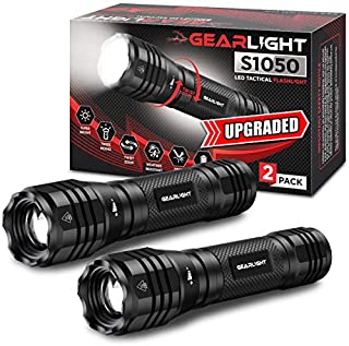 GearLight LED Flashlights S1050 [2 Pack] - Powerful High Lumens Zoomable Tactical Flashlight - Bright Small Flash Light for Camping Accessories, Emergency Gear