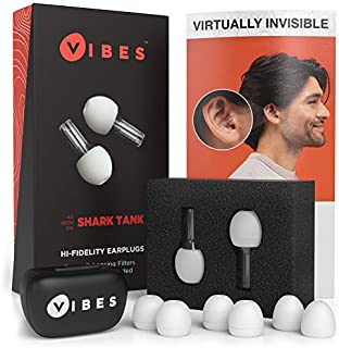 Vibes High Fidelity Earplugs - Invisible Ear Plugs for Concerts, Musicians, Motorcycles, Airplanes, Raves, Work Noise Reduction, Hearing Protection - Fits Small Medium Large - As Seen On Shark Tank