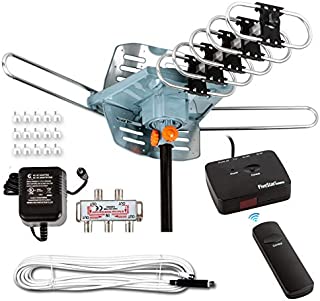 Five Star [Newest 2020] HDTV Antenna Amplified Digital Outdoor Antenna 150 Miles Range, 360 Degree Rotation Wireless Remote, with 40FT Coax Cable Installation Kit Supports 5 TVs