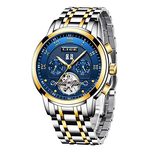 Mens Watches Top Brand Luxury LIGE Automatic Mechanical Watch Men Waterproof Full Steel Wrist Watch