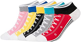 KONY Womens 5 Pack Lightweight Cotton (86%) Novelty Low Cut Socks Cool Sneakers Ankle Socks Fun Gifts Idea Size 6-10