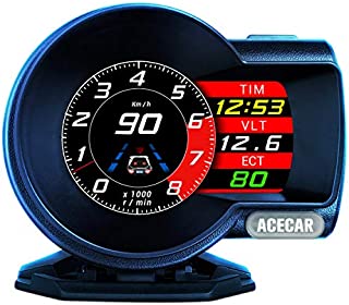 ACECAR F8 Universal Car HUD Dual System Head Up Display Digital OBD/GPS Speedometer OBDII EUOBD with Test Brake Test Overspeed Alarm HD LCD Refitting Code Table Display