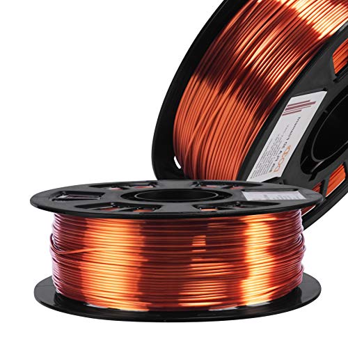 Silk Metallic Shiny Copper 3D Printer Filament, 1.75mm PLA 3D Printing Material 1kg 2.2lbs/Spool, Widely Fit for FDM 3D Printer with One Bag Free Filament Sample Pack by DO3D