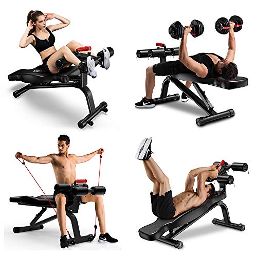 YOLEO Adjustable Weight Bench - Foldable Workout AB Bench for Home Gym, Incline/Decline/Flat Perfect for Bench Press, Sit-ups, Leg Lifts, Full Body Fitness