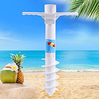 Ohuhu Beach Umbrella Sand Anchor Stand Holder with 5-Spiral Screw, One Size Fits All Beach Umbrella for Sand Heavy Duty Wind