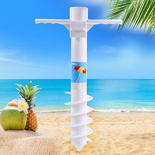 Ohuhu Beach Umbrella Sand Anchor Stand Holder with 5-Spiral Screw, One Size Fits All Beach Umbrella for Sand Heavy Duty Wind