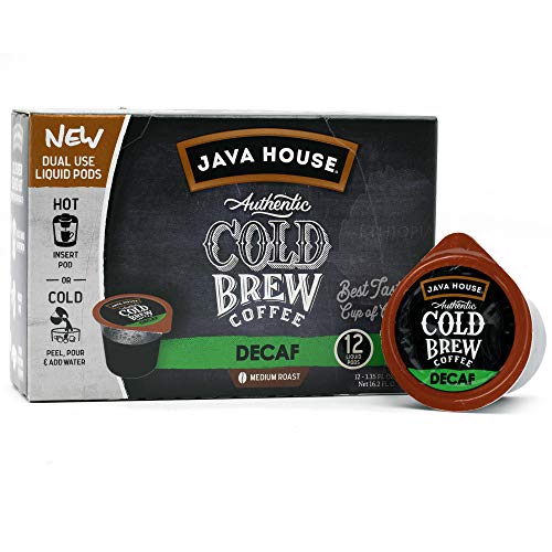 Java House Cold Brew Coffee Concentrate Single Serve Liquid Pods - 1.35 Fluid Ounces Each (Decaf, 12 Count)