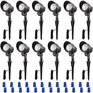 LEONLITE 12-Pack 4W LED Outdoor Landscape Spotlight, 12V Low Voltage Pathway Lights, IP65 Waterproof, Adjustable Path Lighting, Non-Dimmable, ETL Listed, Aluminum Housing, 3000K Warm White, Bronze