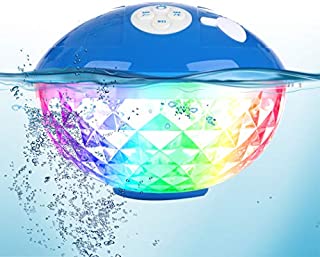 Bluetooth Speakers with Colorful Lights, Portable Speaker IPX7 Waterproof Floatable, Built-in Mic,Crystal Clear Stereo Sound Speakers Bluetooth Wireless 50ft Range for Home Shower Outdoors Pool Travel