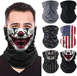 Unisex Neck Gaiter Face Mask - 6 Pack Elastic Balaclava, Neck Gator, Reusable Face Scarf Masks for Men and Women