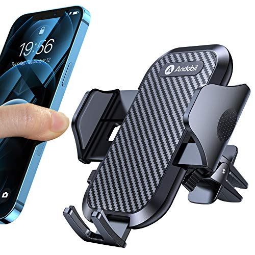 Andobil Car Phone Mount Ultimate Smartphone Car Air Vent Holder Easy Clamp Cradle Hands-Free Compatible with iPhone 12/12 Pro/11 Pro Max/8 Plus/8/X/XR/XS/SE Samsung Galaxy S20/S20+/S10/S9/Note 20/10