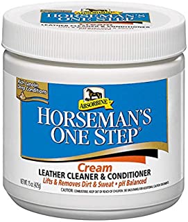 Horsemans One Step Leather Cleaner & Conditioner Cream, Vinyl/Leather Treatment to Clean, Protect, Restore & Prevent Dryness, 15oz