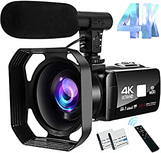 4K Video Camera Camcorder 48MP Image Vlogging Camera with Wi-Fi Video Camera for YouTube with Microphone, Remote Control and Touch Screen