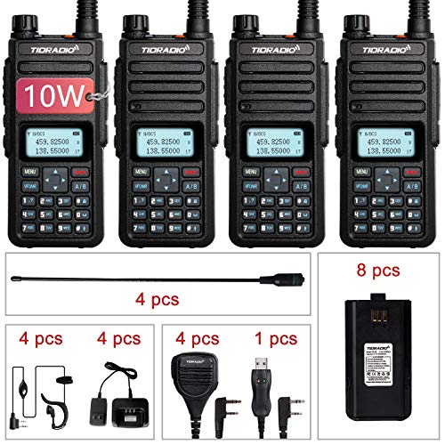 TIDRADIO TD-H6 High Power Ham Radio Handheld Upgraded UV-5R Two Way Radios with 8pcs 2200mAh Batteries Includes Full Kit Walkie Talkie (4 Pack)