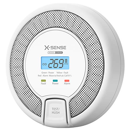 X-Sense Carbon Monoxide Alarm Detector, Replaceable Battery-Operated CO Alarm Detector with LCD Display, Compliant with UL 2034 Standard, CO03D