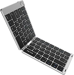 Folding Keyboard, Jelly Comb Ultra Slim Foldable BT Keyboard B047 Rechargeable Pocket Sized Keyboard for All iOS Android Windows Laptop Tablet Smartphone and More (Black and Silver)