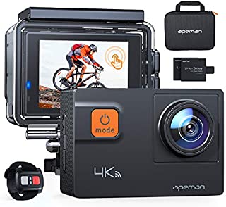 APEMAN A87 Action Camera Touch Screen 4K 60FPS 20MP Wi-Fi EIS 8X Zoom Remotor control Sports Cam 40M Waterproof Underwater Vlog Camcoder with Mounting Accessories Kit and Carring Case