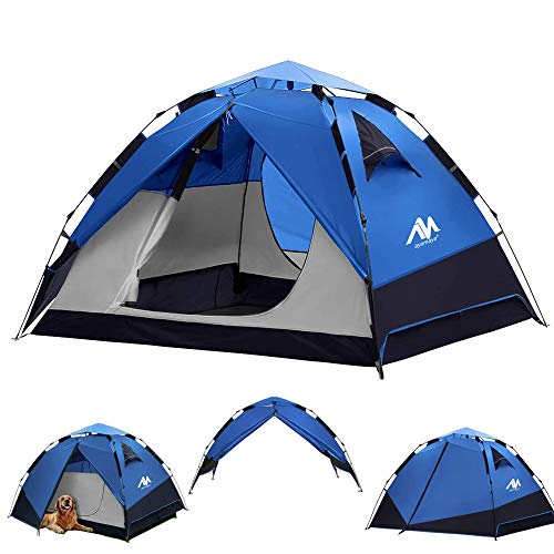 Pop Up Tent Instant Tent Camping Tents for 2 3 4 Person People Man Waterproof Easy Setup Set Up 2 Doors Winter Cold Weather 4 Season 4-Person Double Layer Popup Pop-up Quick Ez Up Family Tent Shelter