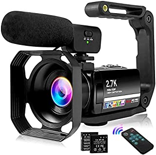 Video Camera 2.7K Vlogging Camera for YouTube 30MP Camcorder with Foldable Handheld Stabilizer Camcorder Video Camera 3.0