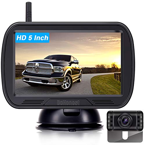 DoHonest HD Digital Wireless Backup Camera System 5 Inch TFT Monitor for Trucks,Cars,SUVs,Pickups,Vans,Campers Front/Rear View Camera Super Night Vision Waterproof Easy Installation - V25