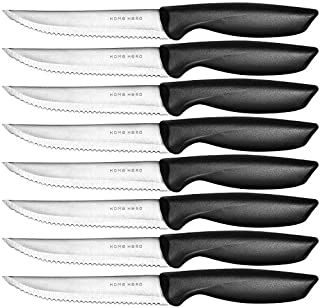 Home Hero Steak Knives Set of 8 - Steak Knife Set - Serrated Steak Knives Dishwasher Safe Steak Knives - Steak Knifes Set of 8 - Stainless Steak Knives Serrated - Dinner Knives - Stainless Steel