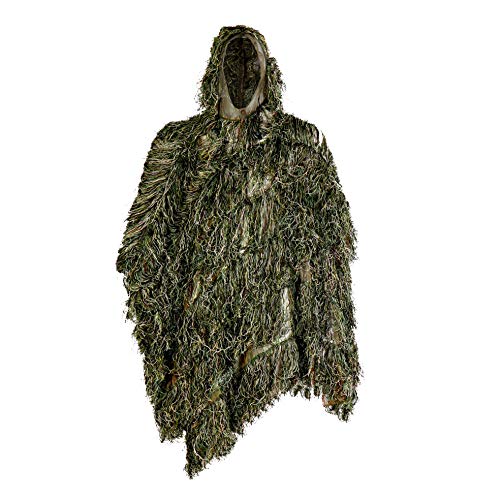 Auscamotek Ghillie Suit Poncho for Hunting Bird Watch Gilly Camouflage Cloak Green