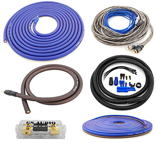 GS Power 100% Pure Copper 4 AWG (American Wire Gauge) OFC Amp Cable Complete Kit for Amplifier Wiring Installation