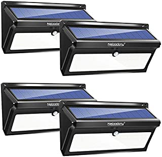 Neloodony Solar Lights Outdoor 100 LED Waterproof Solar Motion Sensor Light Outdoor Super Bright Security Wall Lights for Yard, Patio, Garden, Garage, Steps, Deck (4 Pack)