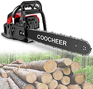 20 Inch Chainsaw, 58CC Gas Powered Chainsaw 2 Stroke Bar Power Chain Saws Handheld Cordless Petrol Gasoline Chain Saw for Cutting Wood Outdoor Garden Farm Home Use (Orange)