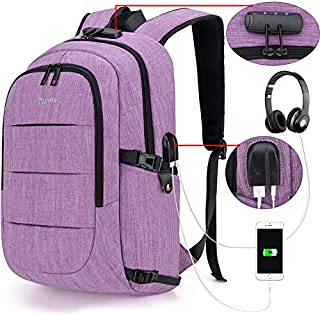 Tzowla Business Laptop Backpack Water Resistant Anti-Theft College Backpack with USB Charging Port and Lock 15.6 Inch Computer Backpacks for Women Girls, Casual Hiking Travel Daypack(Purple)