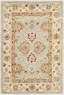 Safavieh Antiquity Collection AT822A Handmade Traditional Oriental Premium Wool Accent Rug, 2' x 3', Grey Blue / Beige