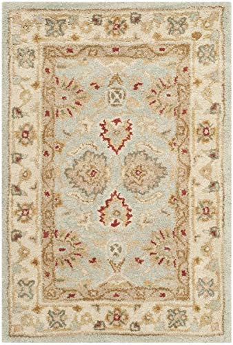 Safavieh Antiquity Collection AT822A Handmade Traditional Oriental Premium Wool Accent Rug, 2' x 3', Grey Blue / Beige