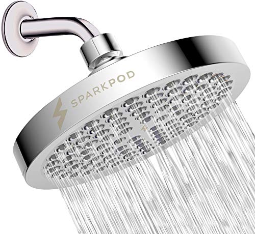 SparkPod Shower Head - High Pressure Rain - Luxury Modern Chrome Look - Easy Tool Free Installation - The Perfect Adjustable Replacement For Your Bathroom Shower Heads