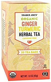 Trader Joes Organic Ginger Turmeric Herbal Tea 20 Tea Bags (One Pack)