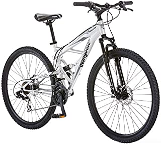 Mongoose Impasse Mens Mountain Bike, 29-Inch Wheels, Aluminum Frame, Twist Shifters, 21-Speed Rear Deraileur, Front and Rear Disc Brakes, Silver