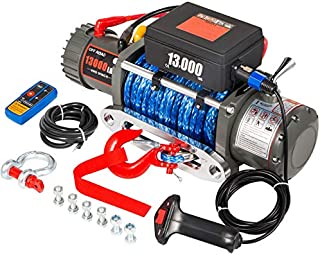 VEVOR Truck Winch 13000LBS, Electric Winch Synthetic Rope 26m/85ft 12V, Power Winch Jeep Winch with Wireless Remote Control and Powerful Motor for UTV, ATV, Jeep Truck and Wrangler in Car Lift