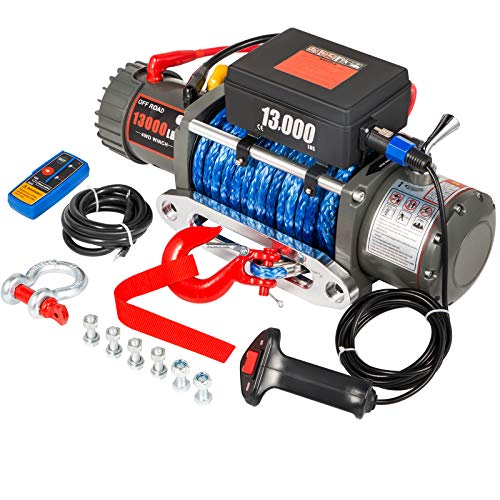 VEVOR Truck Winch 13000LBS, Electric Winch Synthetic Rope 26m/85ft 12V, Power Winch Jeep Winch with Wireless Remote Control and Powerful Motor for UTV, ATV, Jeep Truck and Wrangler in Car Lift