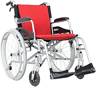 Hi-Fortune Magnesium Wheelchair 21lbs Lightweight Self-propelled Chair with Travel Bag and Cushion, Portable and Folding, 17.5 Seat, Red, 21lbs