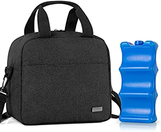 Teamoy Breastmilk Cooler Bag with Ice Pack, Travel Baby Bottle Carrier Tote Bag Fits Up to 6 Large 9 Ounce Bottles, Black