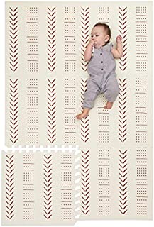 Childlike Behavior Baby Play Mat - Extra Large, Non-Toxic Foam Play Mat with Soft Interlocking Floor Tiles 72x48 Inches - Baby Floor Mat for Infants, Toddlers and Kids (Mudcloth - Beige)