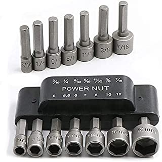 14Pcs Power Nut Driver Drill Bit Set, 1/4 Hex Socket Adapter Bolt Drivers Repairing Tool Kit, Suitable For Quicker Change Chuck, Electric Screwdriver, Hand Drill, Pneumatic Drill, Lithium Drill