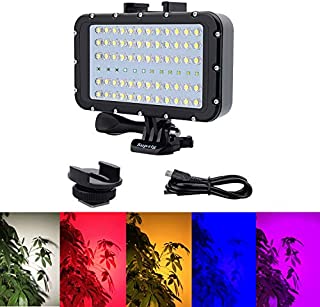 Suptig Video Lighting Dive Light Underwater Lights 72 Led Lights Compatible for Gopro Canon Nikon Pentax Panasonic Sony Samsung SLR Cameras 5 Kinds of Illuminating Colors Waterproof 147ft(45m)