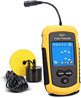 LUCKY Handheld Fish Finder Portable Fishing Kayak Fishfinder Fish Depth Finder Fishing Gear with Sonar Transducer and LCD Display