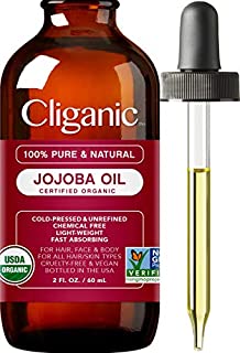 Cliganic USDA Organic Jojoba Oil, 100% Pure (2oz) | Natural Cold Pressed Unrefined Hexane Free Oil for Hair & Face | Base Carrier Oil | Cliganic 90 Days Warranty